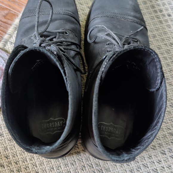 Thursday Boot Company StormKing Captain Matte Black Leather Cap Toe Boots Sz 15 main image 8